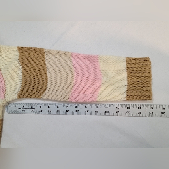 MUSTARD SEED Women's Size Small Oversized Drop Shoulder Striped V-neck Sweater - Picture 5 of 8